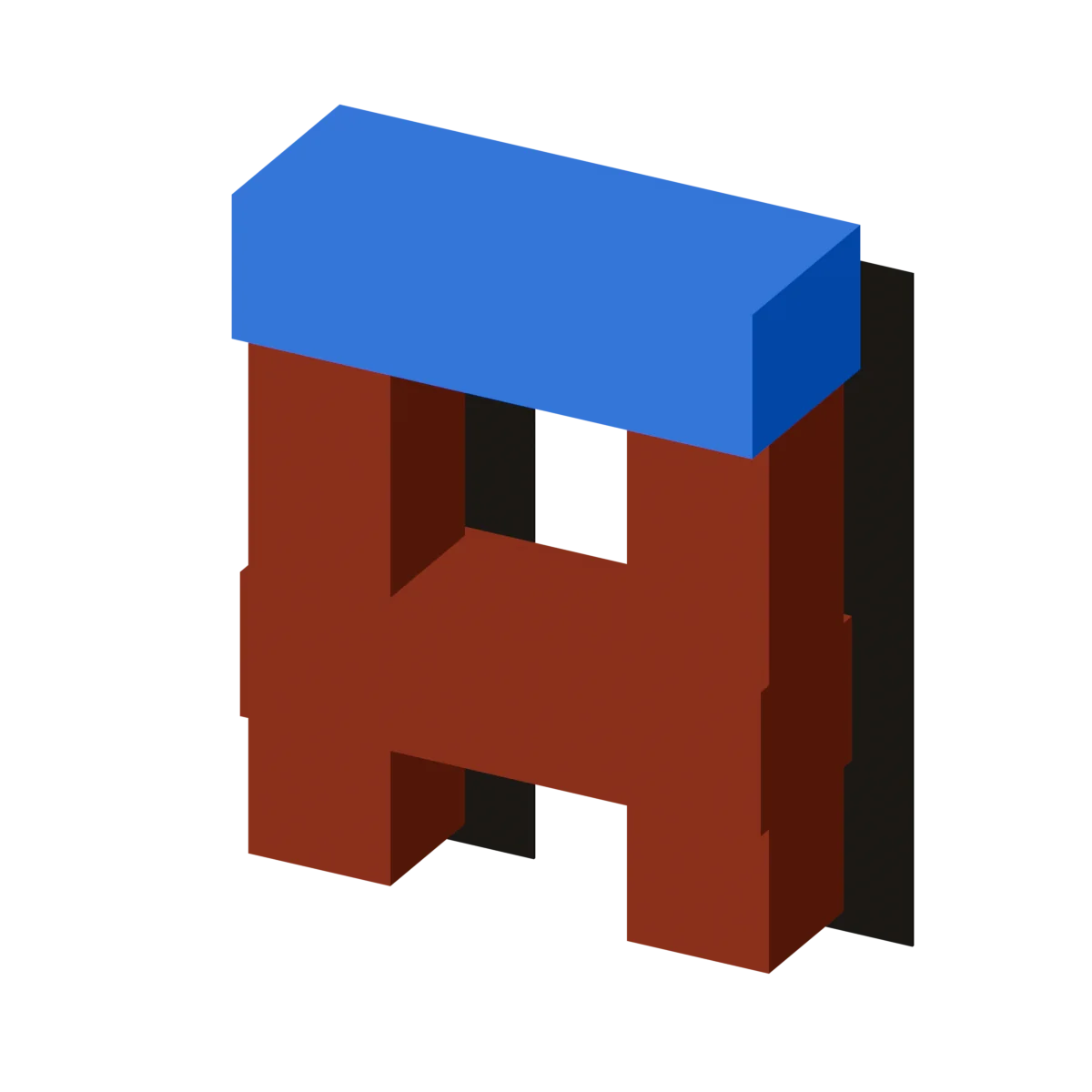 The Aegis mark, extruded, with the root block landing on the structure beneath it.